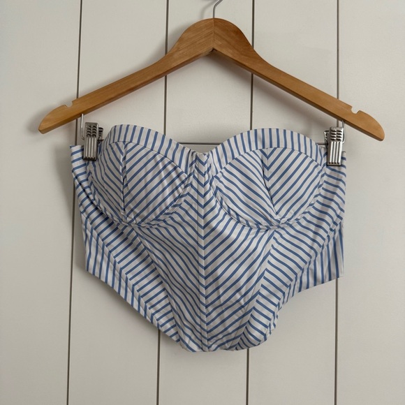 SER.O.YA Melanie Corset Top Light Blue Stripe - Picture 3 of 5